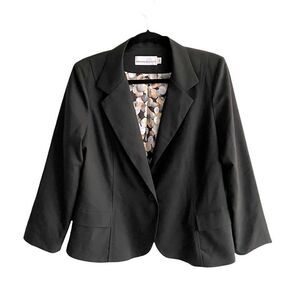 BRENDA BEDDOME Button Front Blazer Jacket Black 12
